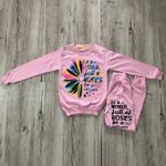 ست لباس طرح رنگین کمان صورتی