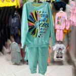 ست لباس طرح رنگین کمان آبی آسمانی