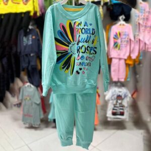 ست لباس طرح رنگین کمان آبی آسمانی